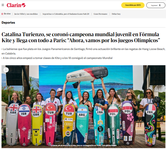 Catalina Turienzo se coronó campeona mundial juvenil de Formula Kite