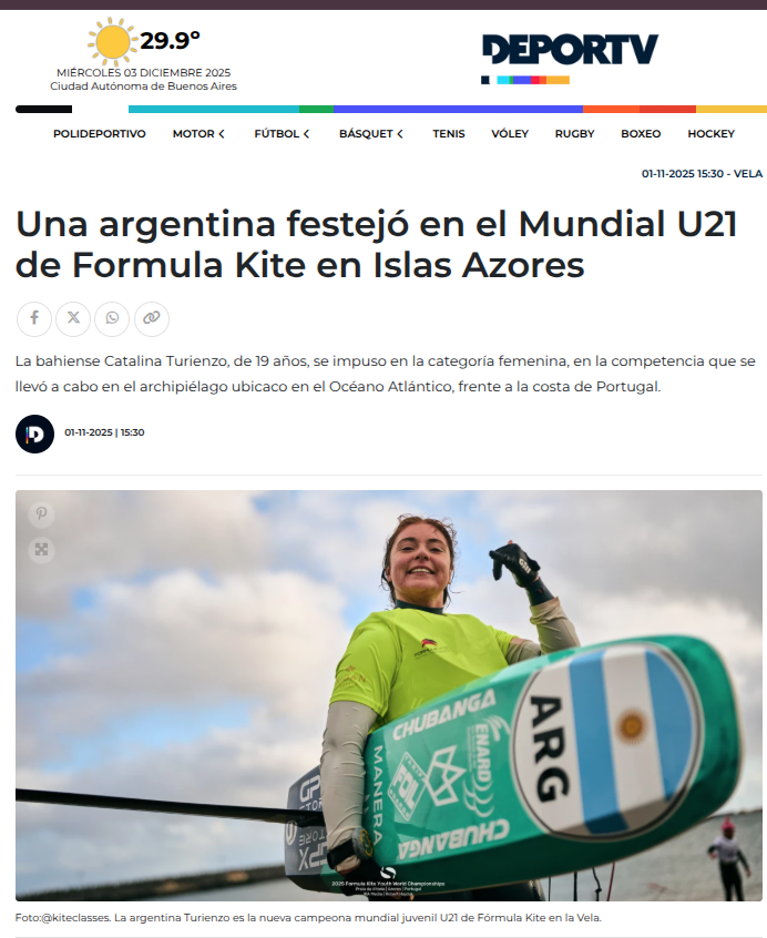 Catalina Turienzo, protagonista del Formula Kite